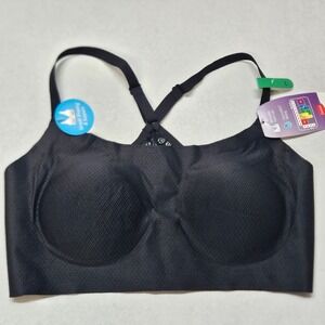 Hanes Ultimate Black Simple Shaping‎ Support Bra Size L Removable Foam Cups